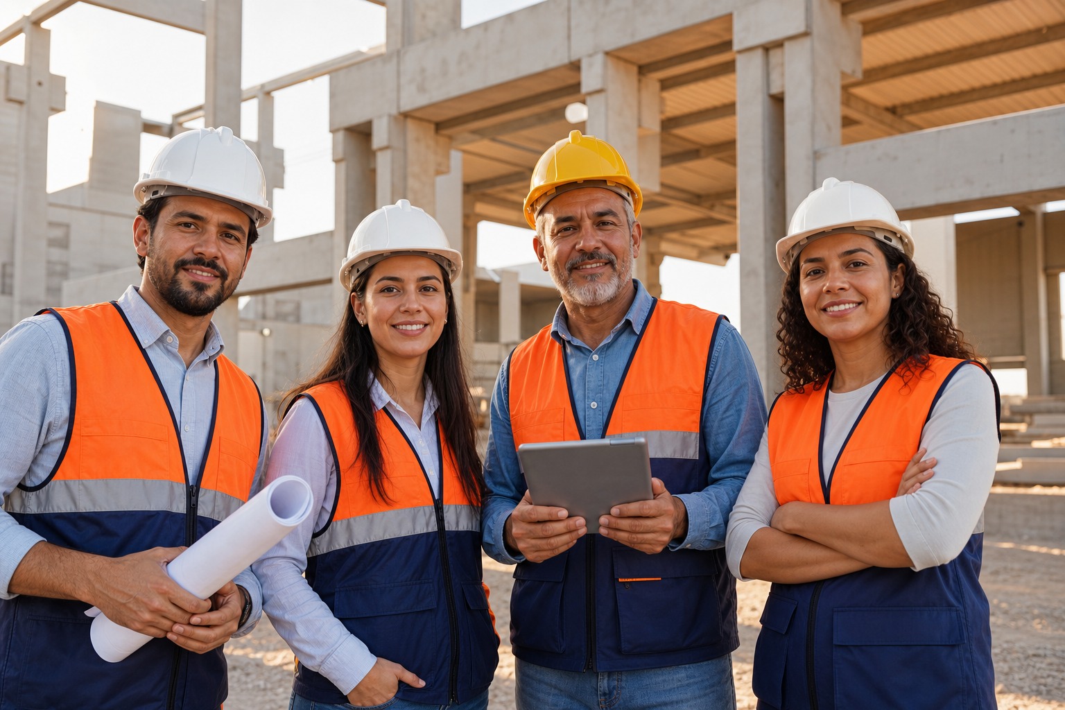 Equipe técnica da PréForm Concreto em obra